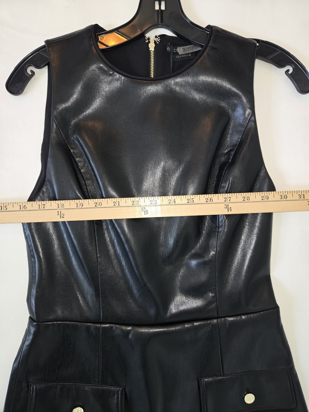 NWT Alice + Olivia Black Faux Leather A-Line Mini Dress Womens Size 4 - Picture 8 of 13